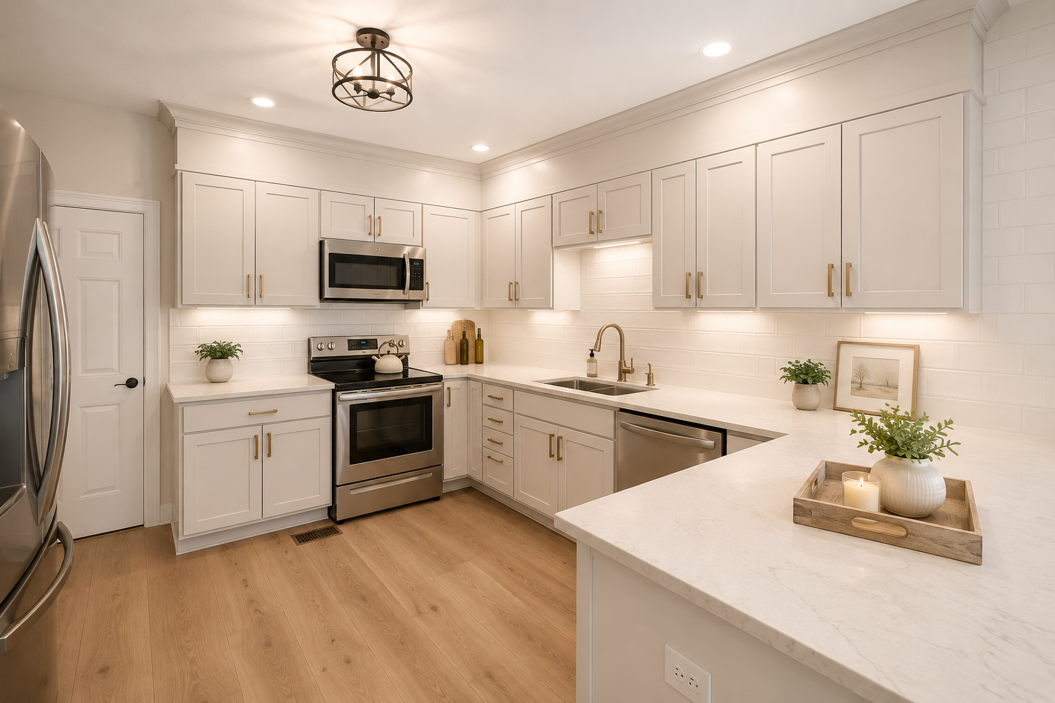 Modern kitchen remodeling project in South Jersey featuring custom cabinetry, quartz countertops, and contemporary finishes.
